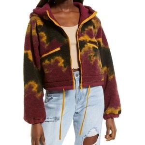 BP Nordstrom Tie Dye Fleece Hooded Coat M